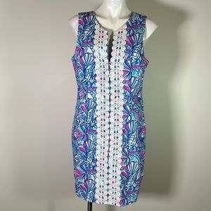 Lilly Pulitzer Blue Pink White Floral Shift Dress EUC
